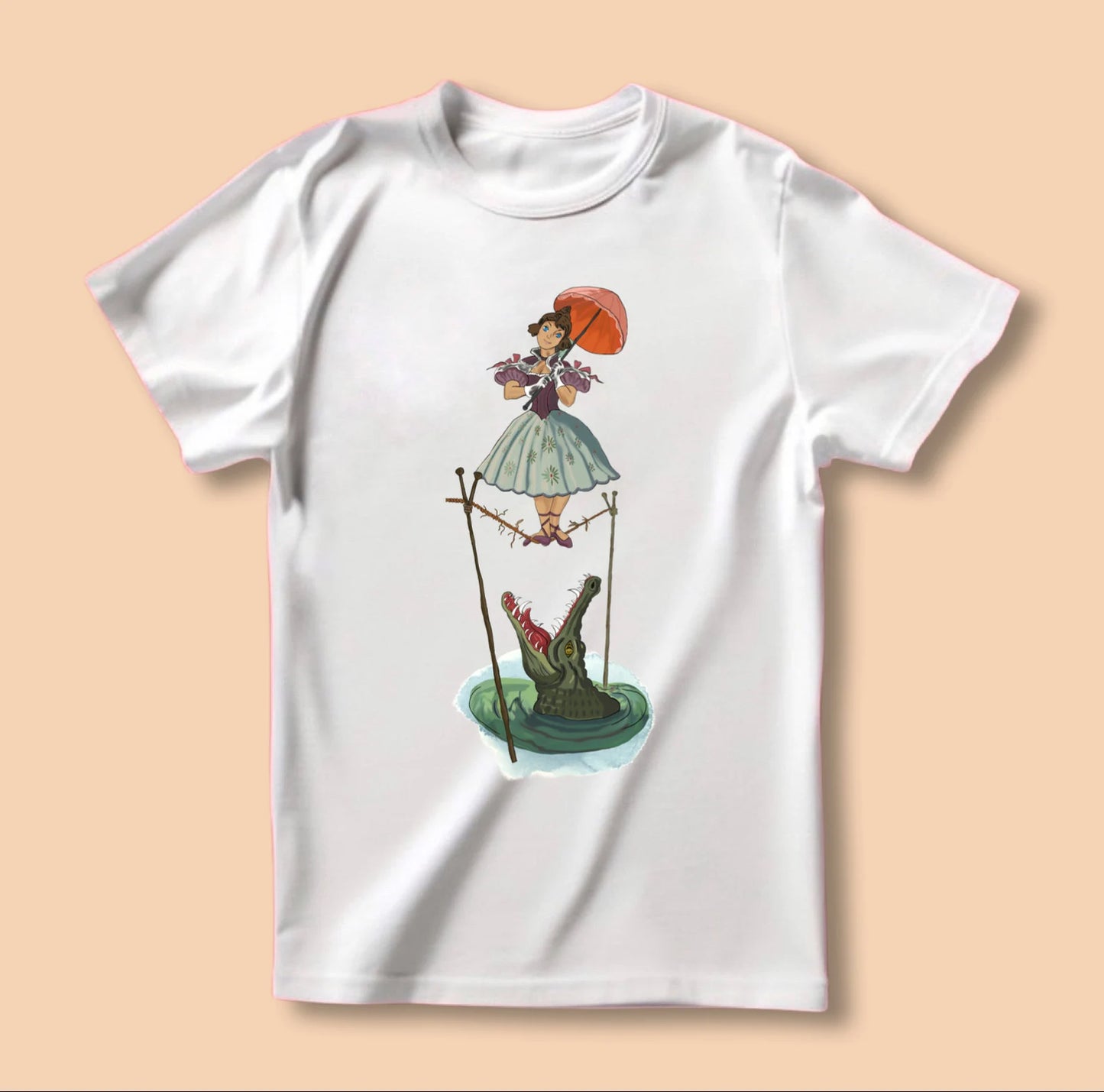 Spooky Mansion Stetching Lady Family Graphic Tee