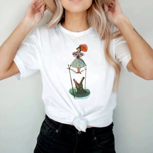 Spooky Mansion Stetching Lady Family Graphic Tee