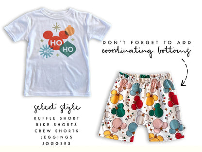 Kids Ho Ho Ho Mouse Ornament Graphic Tee & Optional Bottoms
