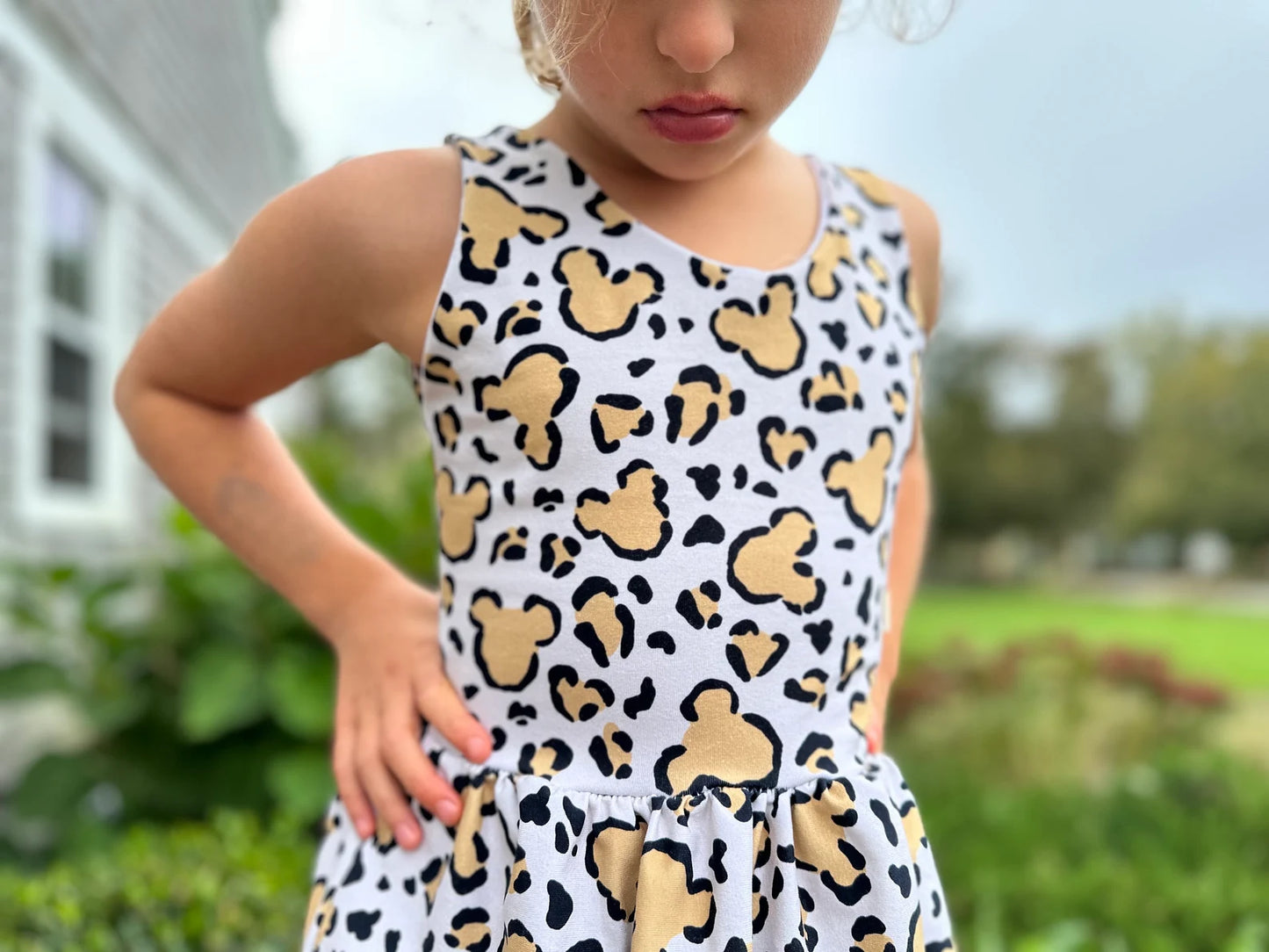 Girls Handcrafted park-style Cheetah Safari Twirl Dress