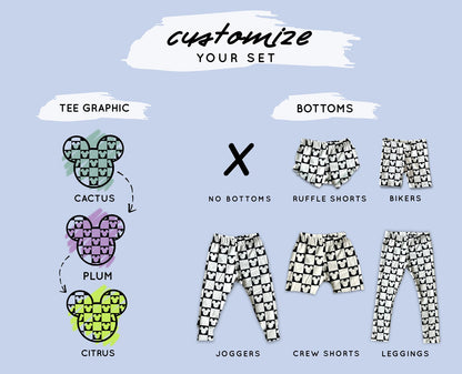 Kids Monochrome Mouse Checks Customizable Graphic Tee & Optional Bottoms