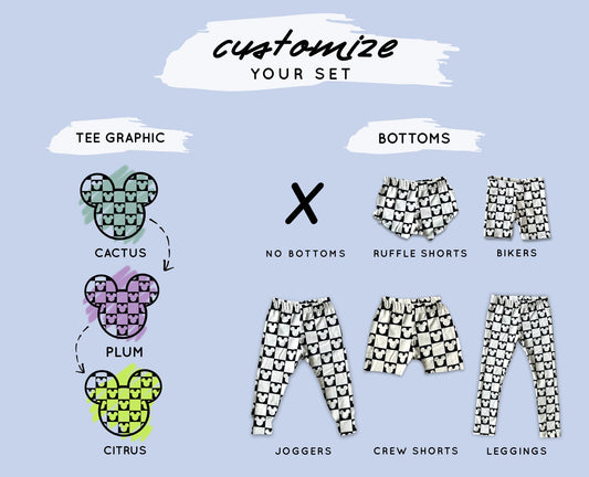 Kids Monochrome Mouse Checks Customizable Graphic Tee & Optional Bottoms