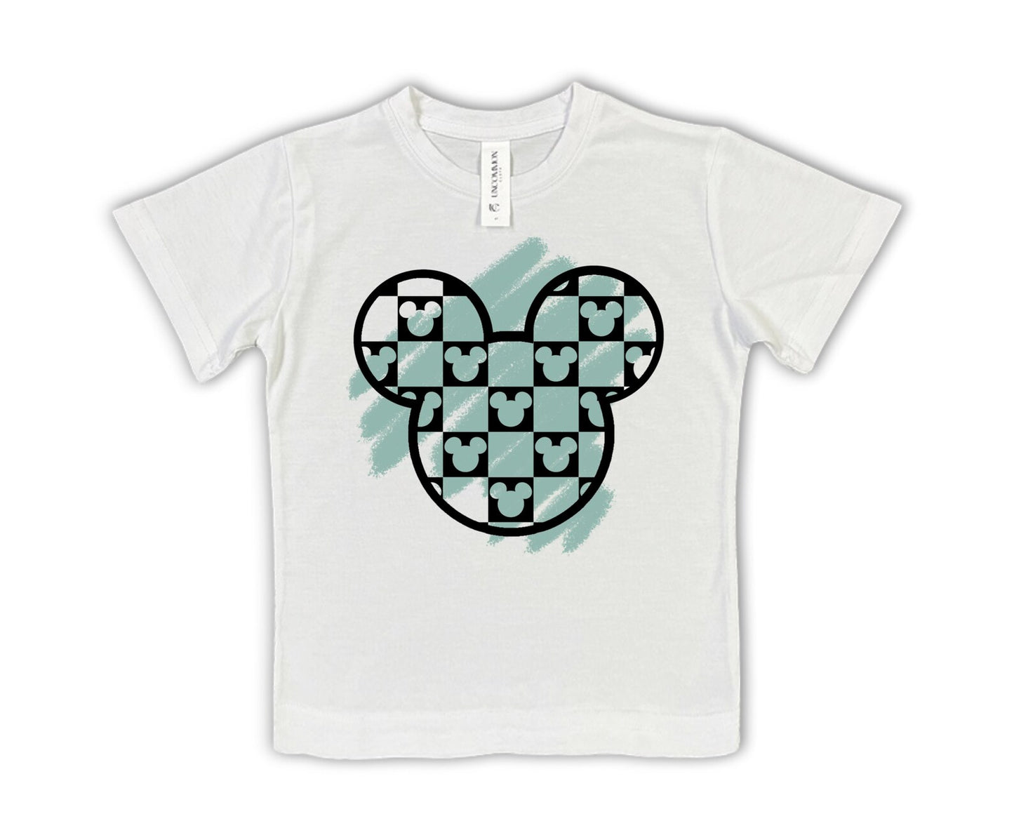 Kids Monochrome Mouse Checks Customizable Graphic Tee & Optional Bottoms
