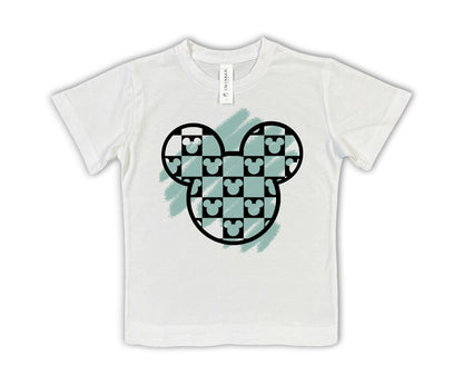 Kids Monochrome Mouse Checks Customizable Graphic Tee & Optional Bottoms