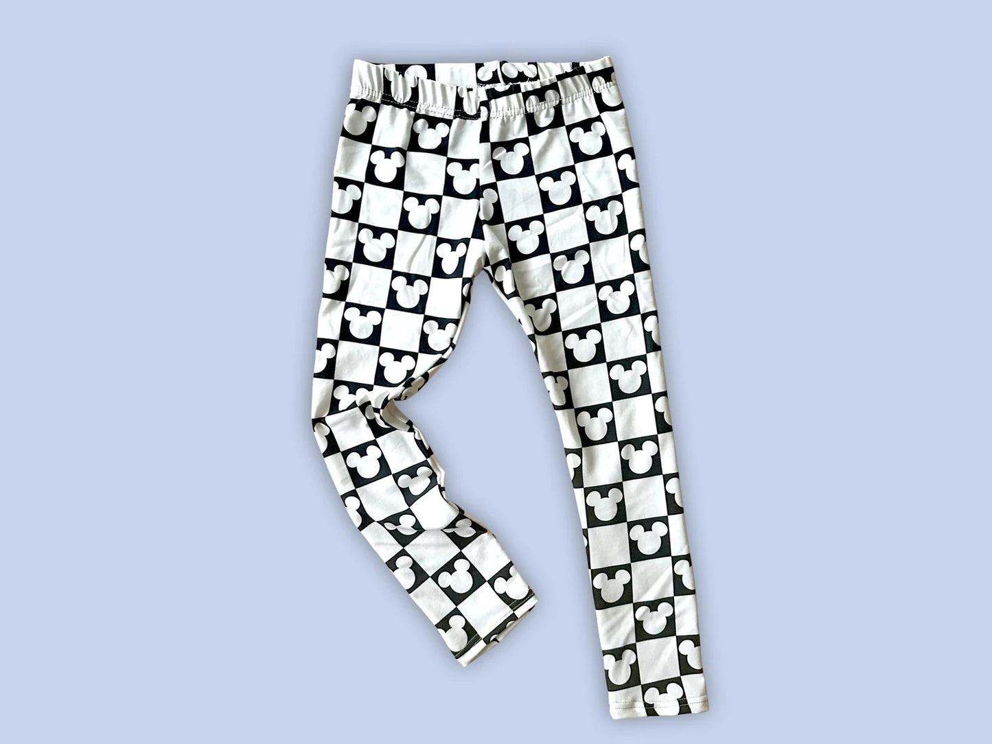 Kids Handcrafted Monochrome Mouse Checks Leggings