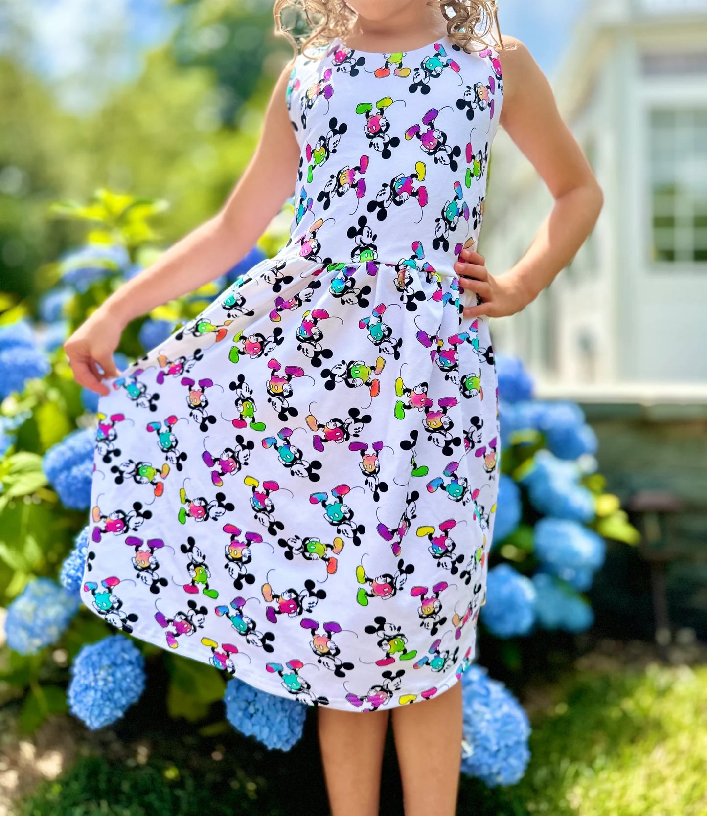Kids Handcrafted Neon Mouse Peplum Dress