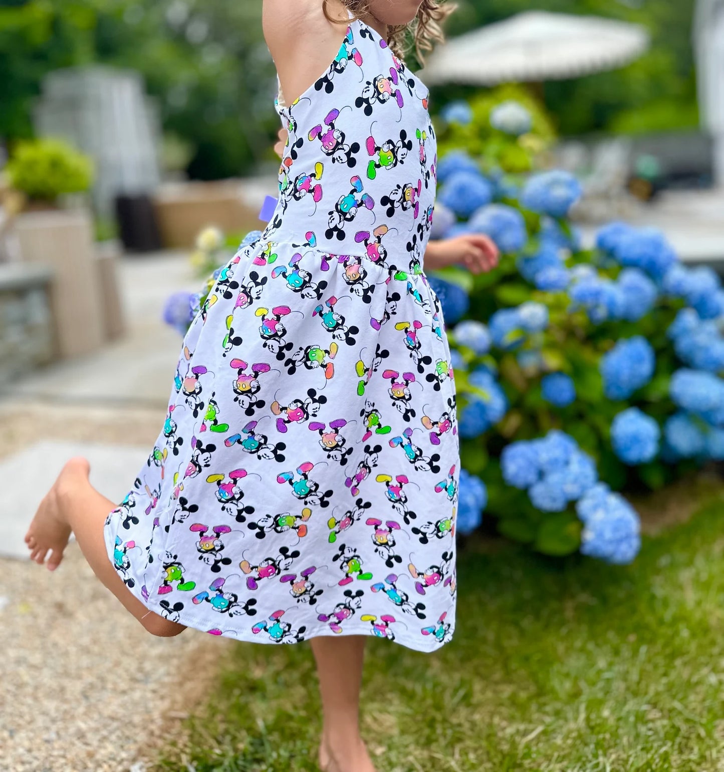 Kids Handcrafted Neon Mouse Peplum Dress