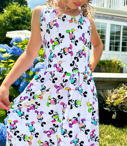 Kids Handcrafted Neon Mouse Peplum Dress