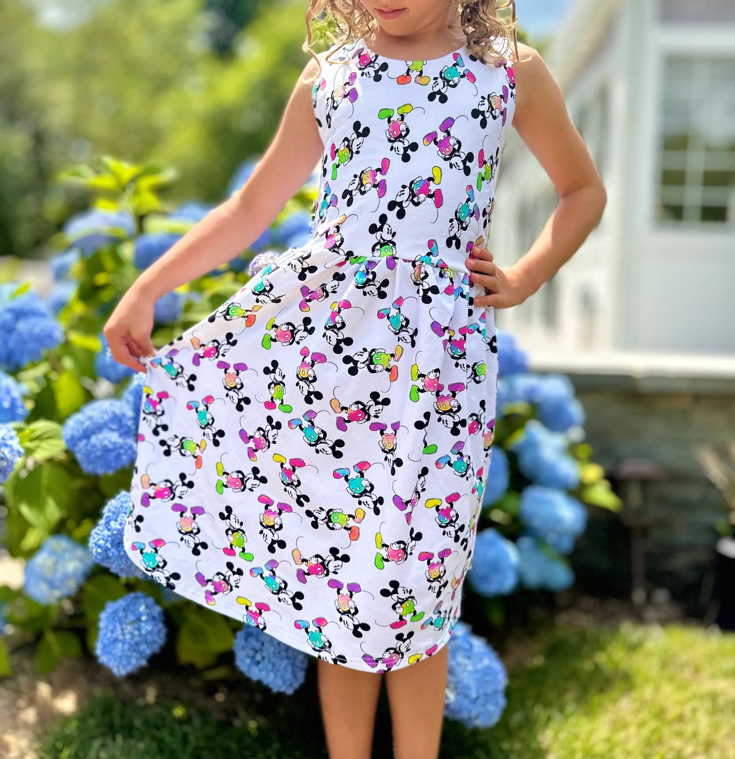 Kids Handcrafted Neon Mouse Peplum Dress
