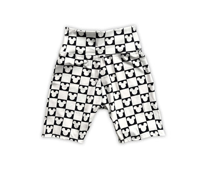 Adult Handcrafted Monochrome Mouse Checks Bike Shorts
