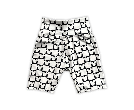 Adult Handcrafted Monochrome Mouse Checks Bike Shorts