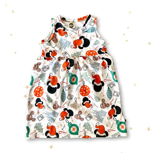 Girls Christmas Mickey Dress, Kids Disney Dress, Girls Disney Dress, Girls Disney Christmas Dress, Kids Minnie Dress, Disney World Dress