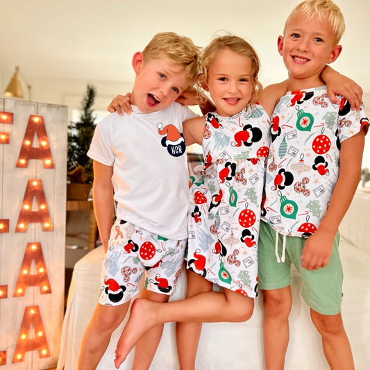 Kids Christmas Mickey Custom T-shirt Shorts Set, Christmas Name Mickey T-shirt, Kids Christmas Disney Set, Disney Vacation Tee kids & baby