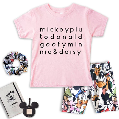 Girls Mickey Friends Tee Shorts Set, Disney Vacation Outfit, toddler baby Disney Outfit, Kids Mickey t-shirt, Girls Disney Set Outfit