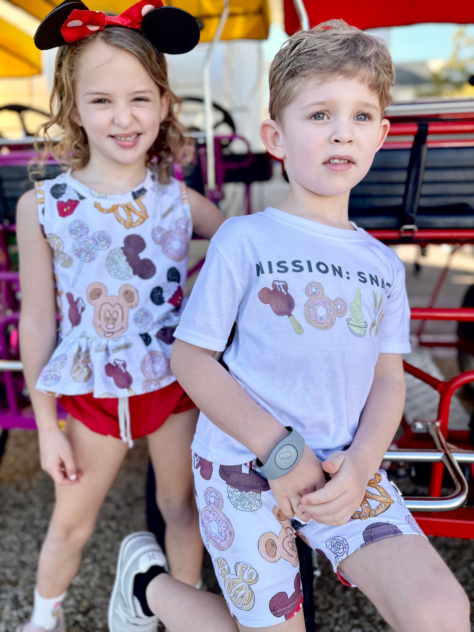 Disney Kids Snacks Set, Mission Snacks Tee Shorts, Disney Vacation Outfit Kids, Kids Disney Outfit, Disney Snacks Tee, Magic Kingdom Outfit