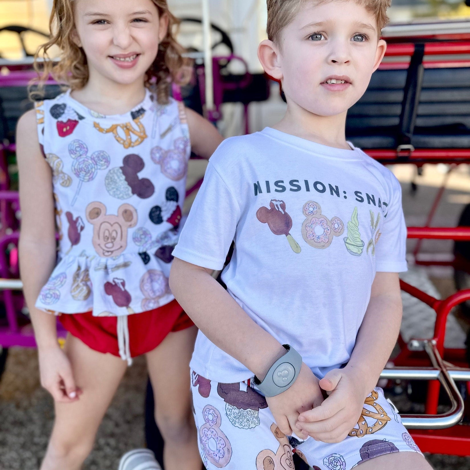 Disney Kids Snacks Set, Mission Snacks Tee Shorts, Disney Vacation Outfit Kids, Kids Disney Outfit, Disney Snacks Tee, Magic Kingdom Outfit