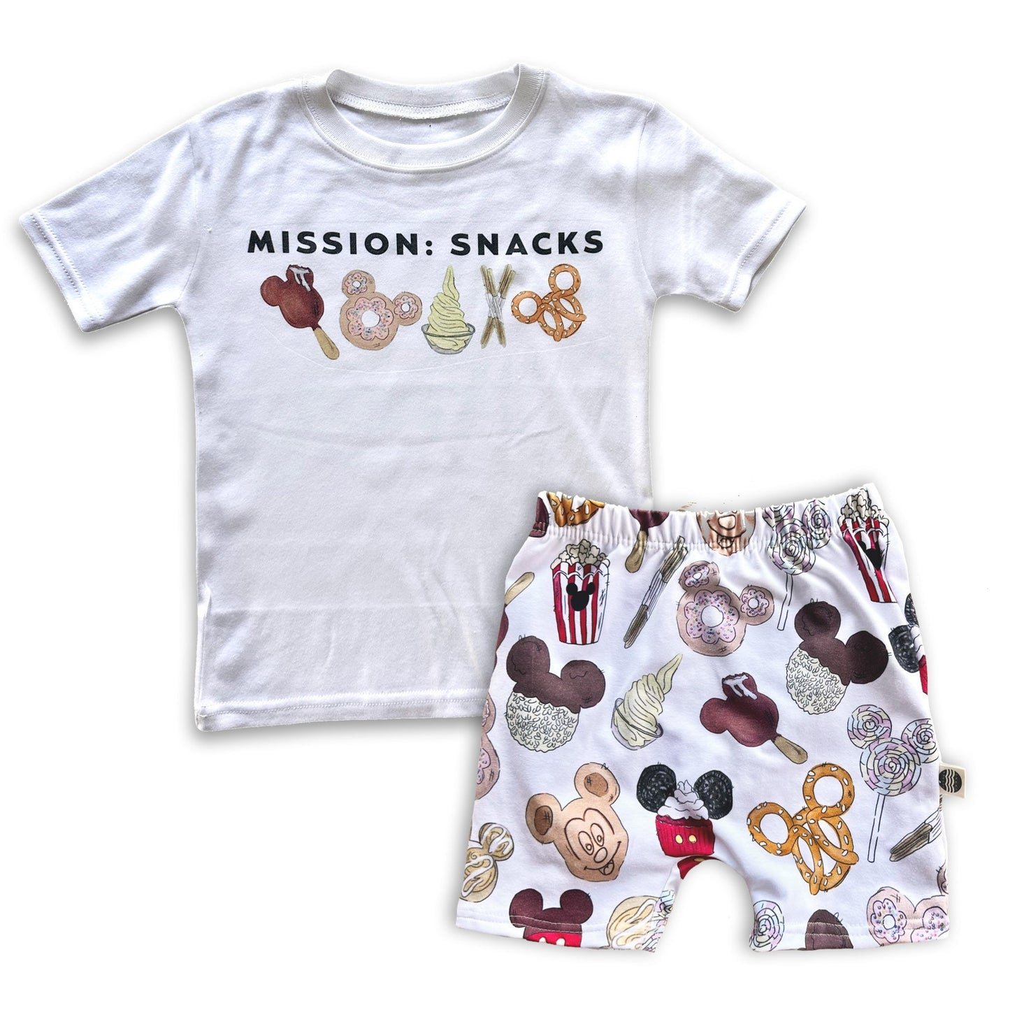 Disney Kids Snacks Set, Mission Snacks Tee Shorts, Disney Vacation Outfit Kids, Kids Disney Outfit, Disney Snacks Tee, Magic Kingdom Outfit