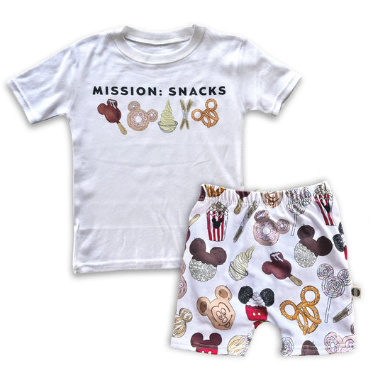 Disney Kids Snacks Set, Mission Snacks Tee Shorts, Disney Vacation Outfit Kids, Kids Disney Outfit, Disney Snacks Tee, Magic Kingdom Outfit