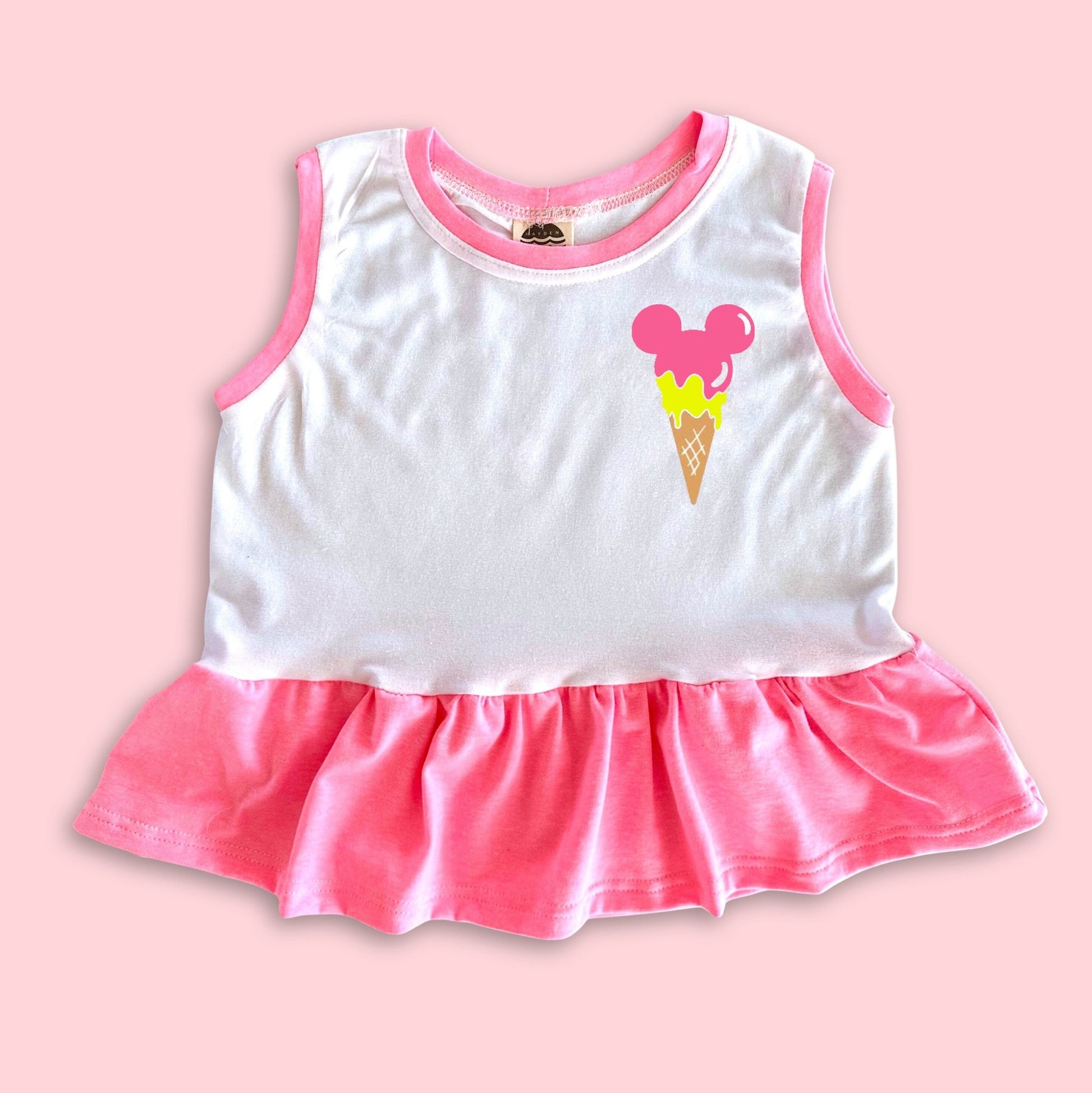 Girls Neon Mickey Ice Cream Tank, Disney Vacation Tee for Kids, Disney Trip T-shirt, Girls Disney Shirt, Retro Disney Tank Top