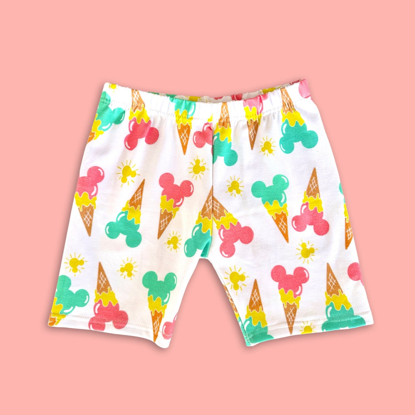 Mickey Ice Cream Bike Shorts for Kids, Baby & Toddler, 90’s Disney shorts, Retro Mickey Shorts, Girls Mickey Shorts, Neon Mickey
