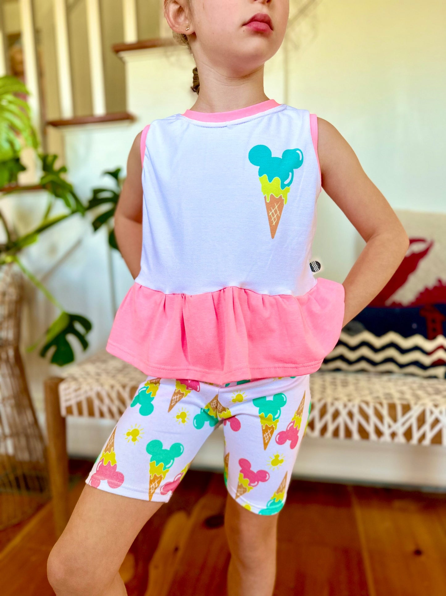 Mickey Ice Cream Bike Shorts for Kids, Baby & Toddler, 90’s Disney shorts, Retro Mickey Shorts, Girls Mickey Shorts, Neon Mickey