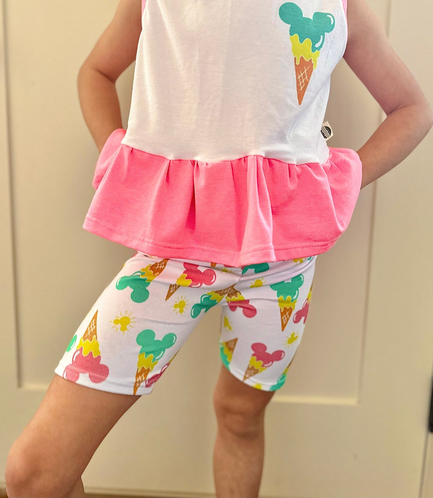 Mickey Ice Cream Bike Shorts for Kids, Baby & Toddler, 90’s Disney shorts, Retro Mickey Shorts, Girls Mickey Shorts, Neon Mickey