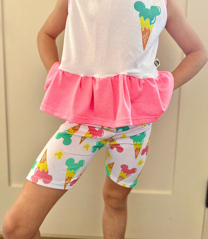 Mickey Ice Cream Bike Shorts for Kids, Baby & Toddler, 90’s Disney shorts, Retro Mickey Shorts, Girls Mickey Shorts, Neon Mickey