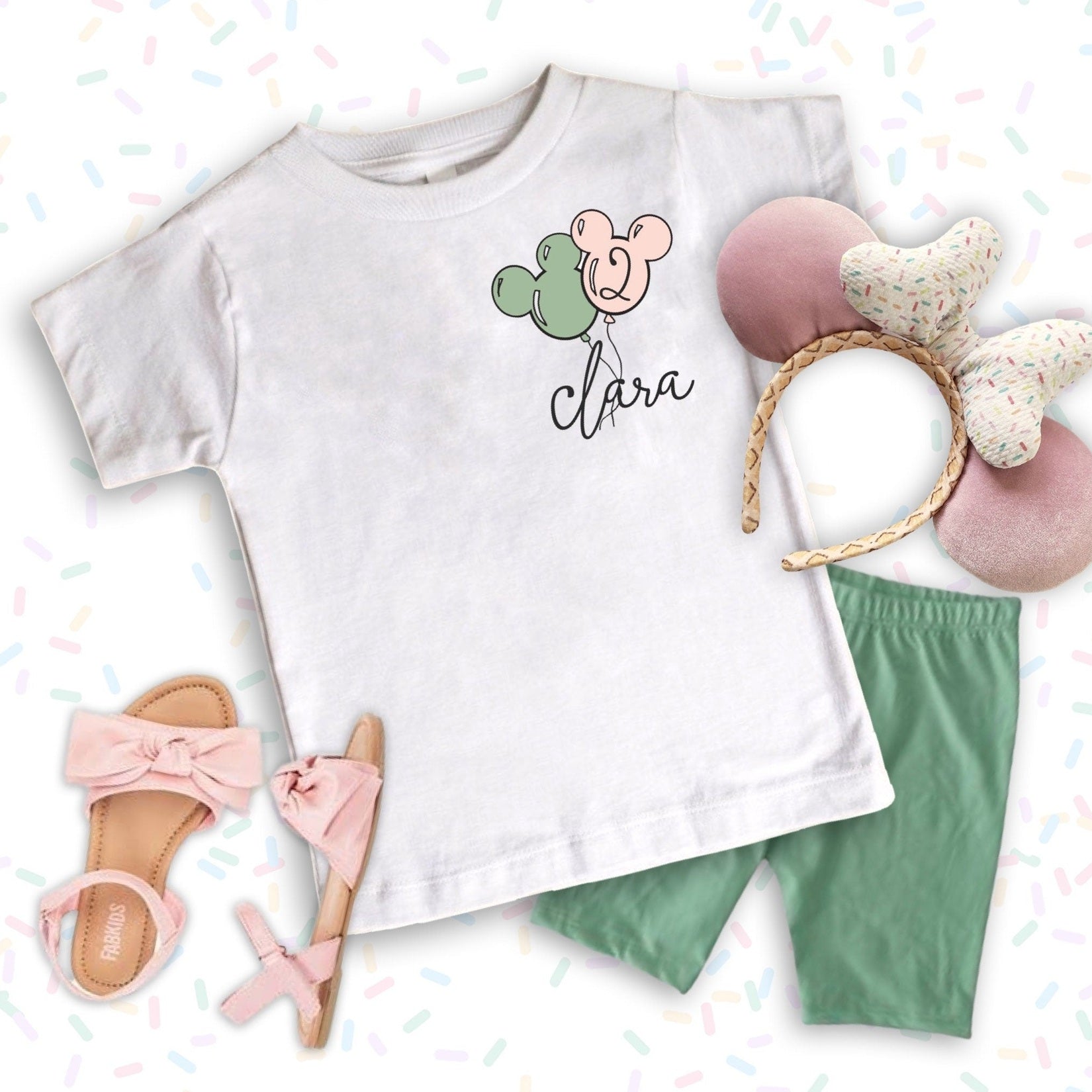 Girls Disney Birthday Balloon Custom Tee,Kids Disney Birthday Vacation Tee,Disney Vacation Outfit Set,Custom Disney Birthday Set Bike Shorts