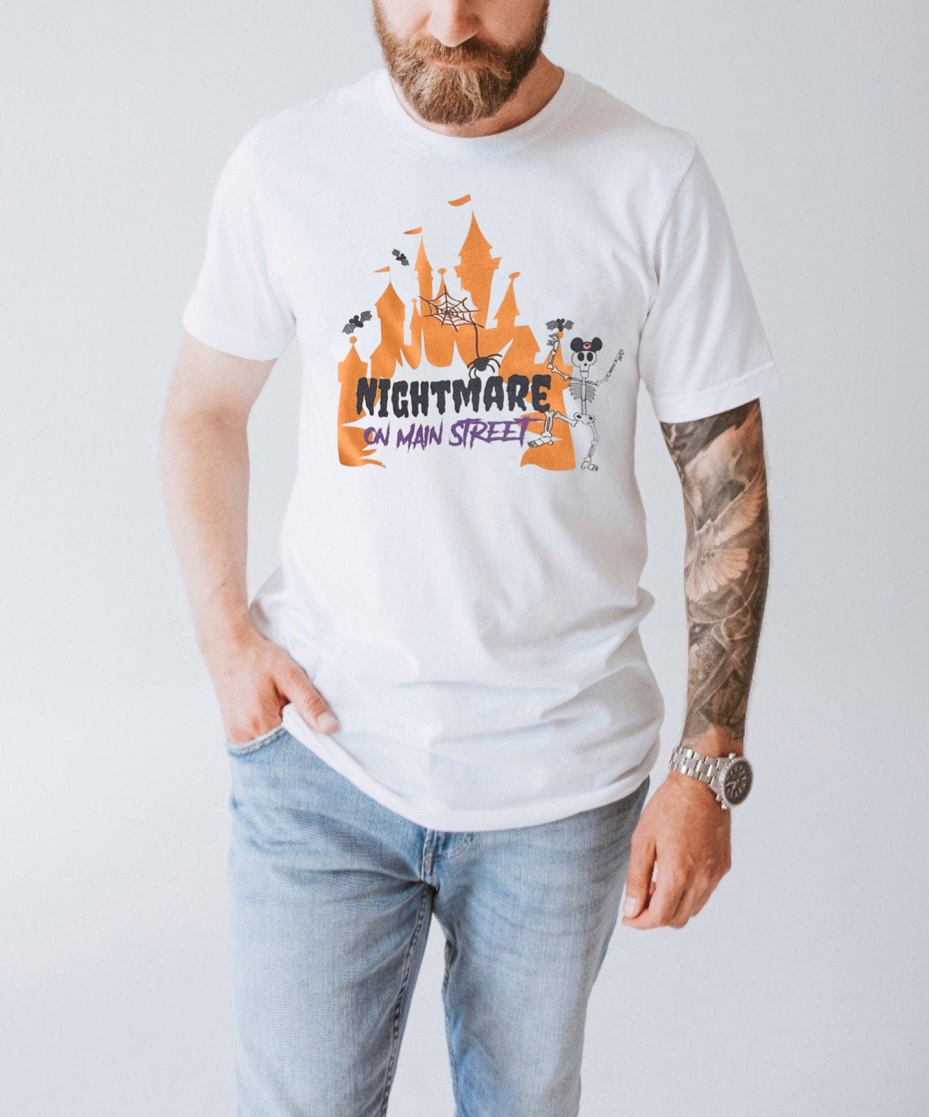Adult Nightmare on Mainstreet Tee, Halloween Dianey tee, Spooky Disney Tee, Adult Disney Tee , Vacation Family Trip Tees