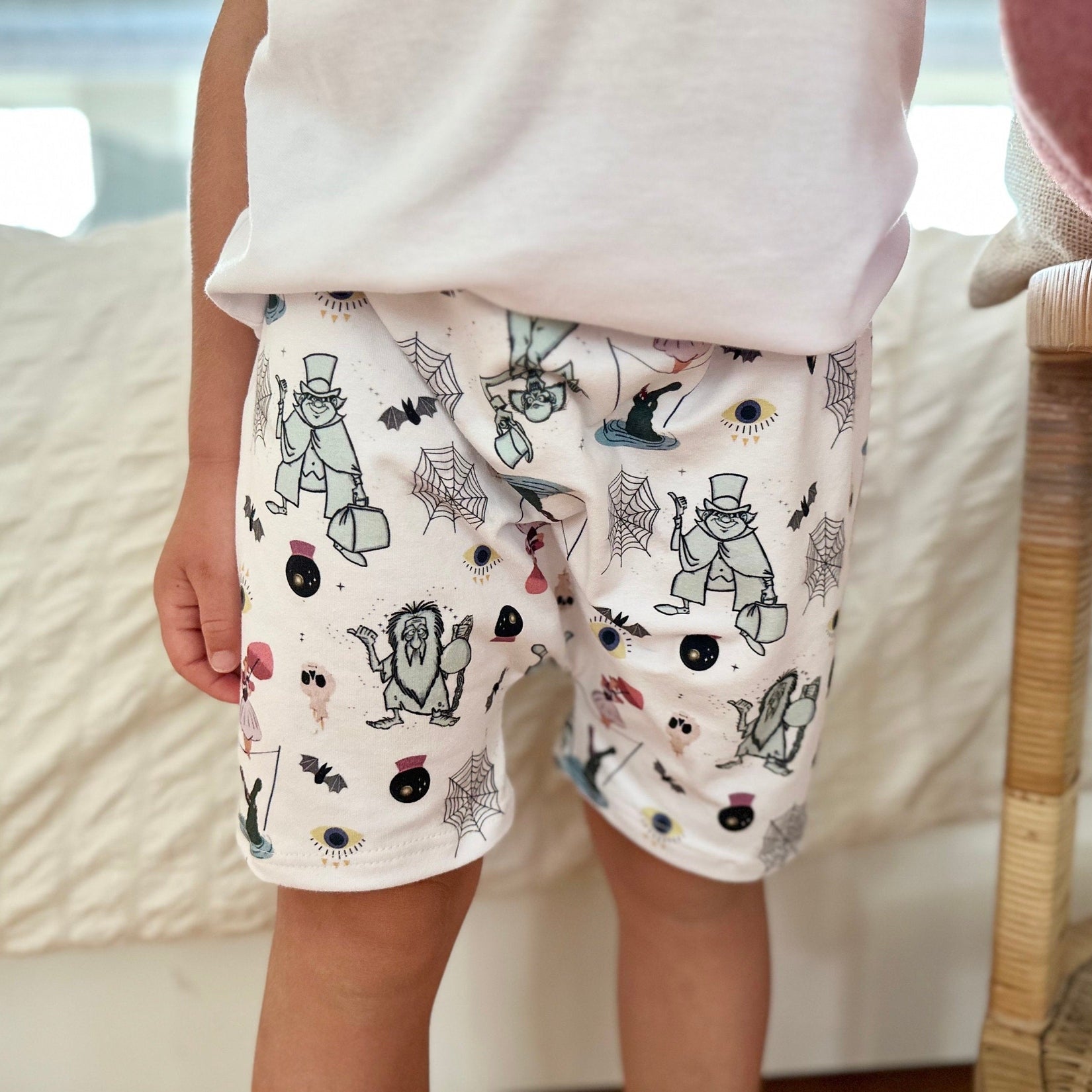 Kids Halloween Haunted Mansion Crew Shorts, Kids, Baby & Kids Disney Shorts, Mickey Shorts, Boys Disney Shorts, Kids Halloween Mickey Shorts