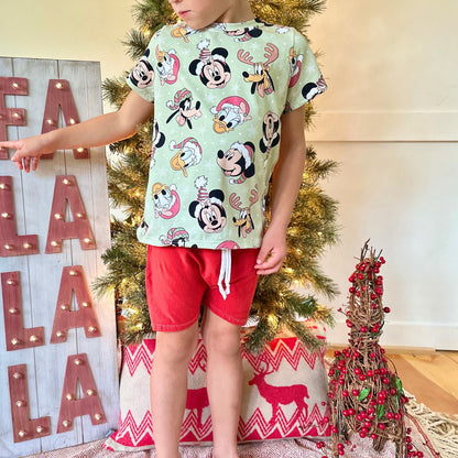 Kids Christmas Disney T-shirt Shorts Set, Christmas Fab Five T-shirt, Kids Disney Christmas Outfit, Disney Vacation Tee for kids & baby