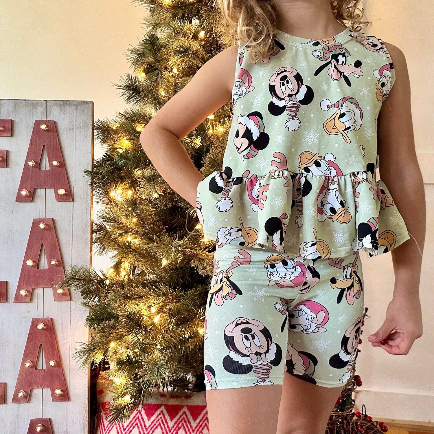Girls Christmas Fab Five Tank Set, Christmas Mickey Outfit, Disney Vacation Set for Kids, Disney Trip T-shirt, Girls Christmas Disney Shirt