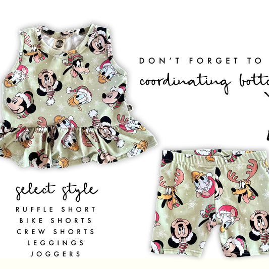Girls Christmas Fab Five Tank Set, Christmas Mickey Outfit, Disney Vacation Set for Kids, Disney Trip T-shirt, Girls Christmas Disney Shirt