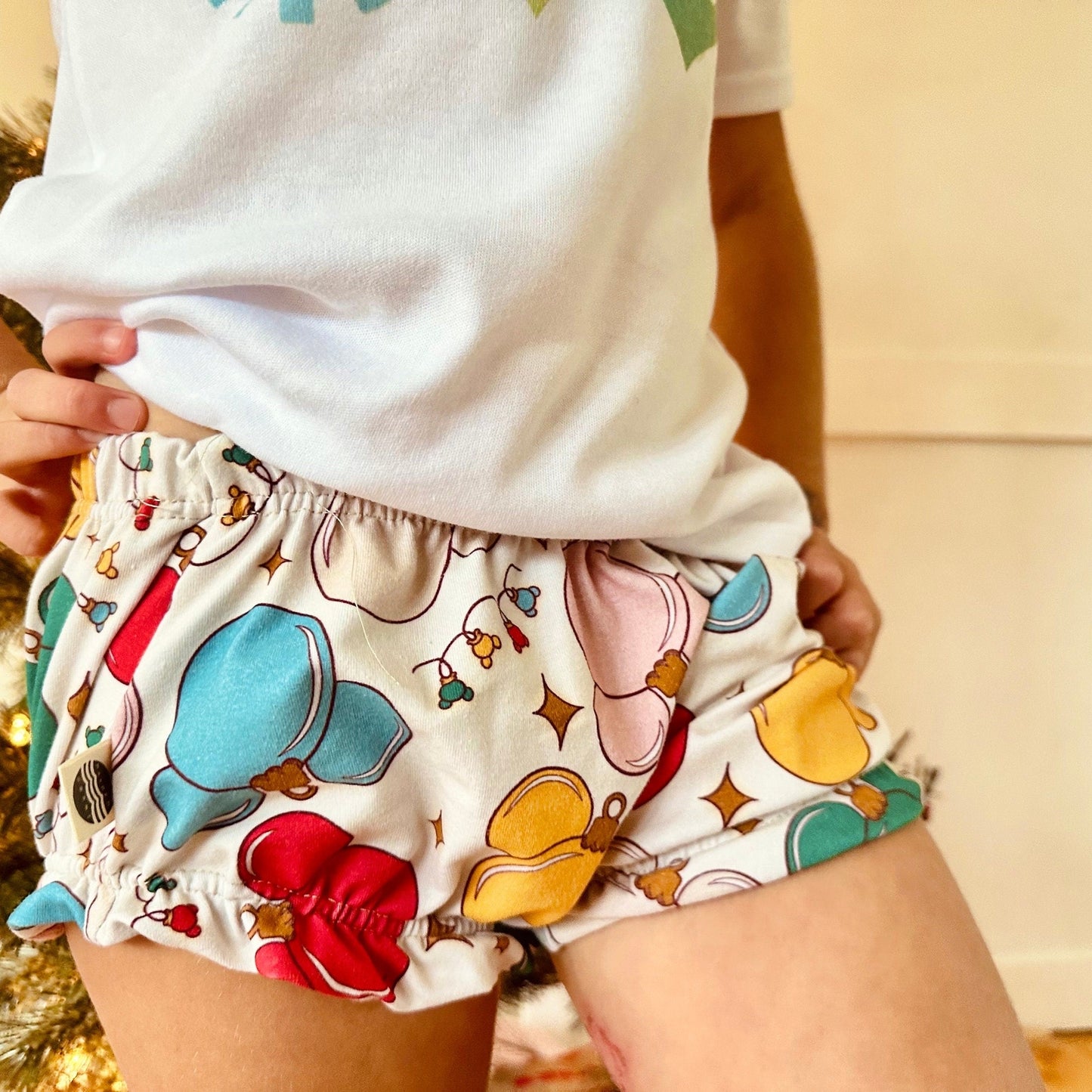 Girls Christmas Mickey Ruffle Shorts, Kids, Girls Christmas Disney shorts, Girls Disney Shorts, Christmas Disney Ruffle Shorts