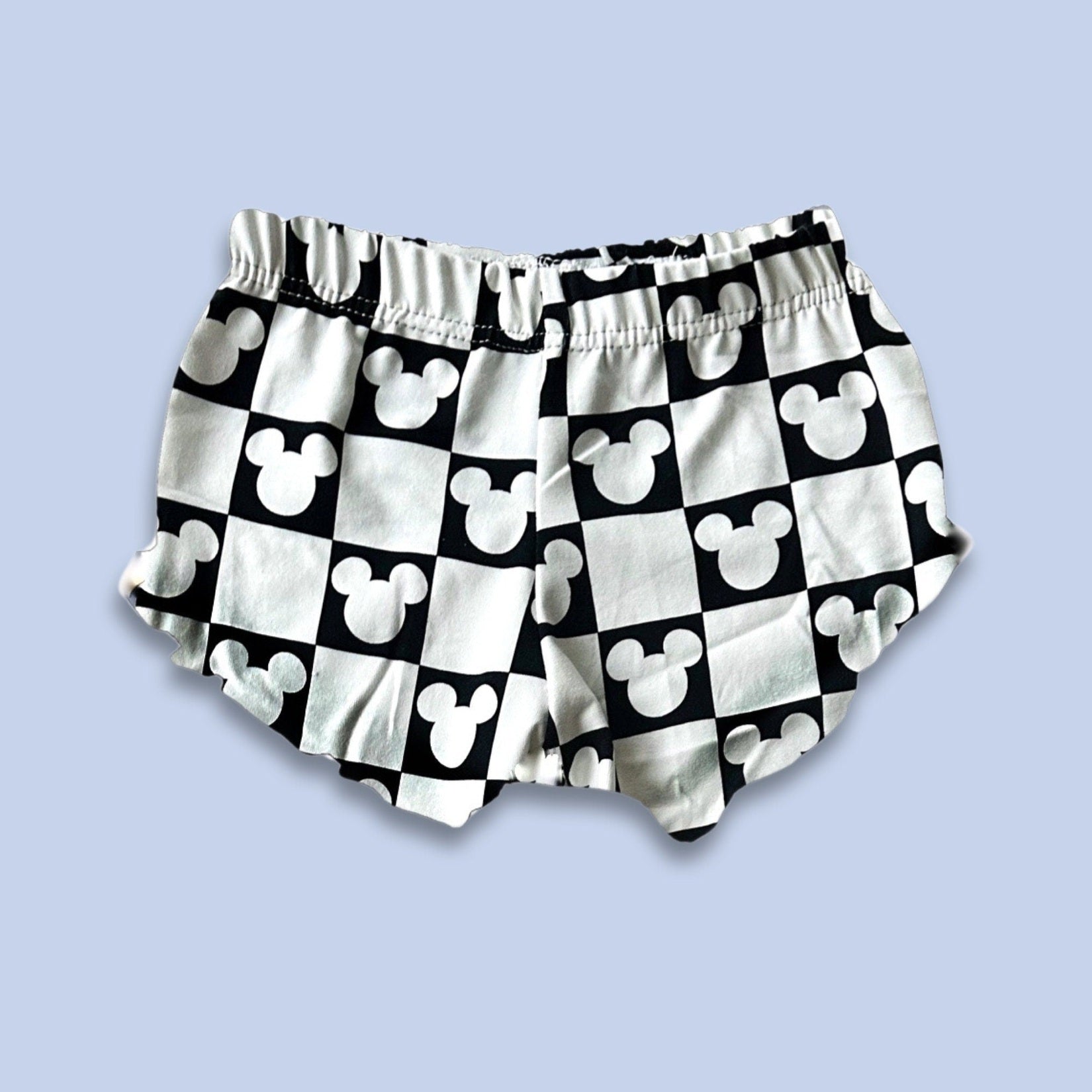 Girls Monochrome Checkered Mickey Ruffle Shorts Kids & Baby Disney shorts, Mickey Shorts, Girls Disney Shorts, Girls Disney Outfit