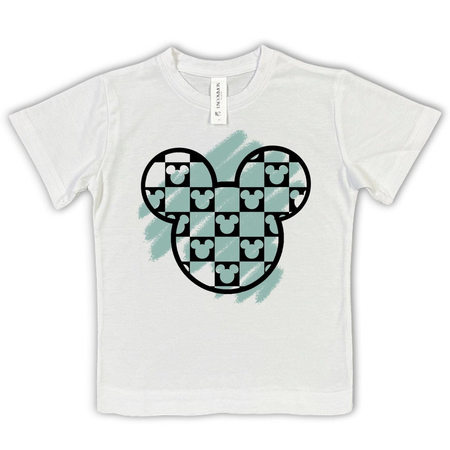 Monochrome Mickey Checkered Kids Tee, Disney Set, Disney Vacation Tee for kids, toddler & baby Disney Outfit, Boys Disney Set Outfit