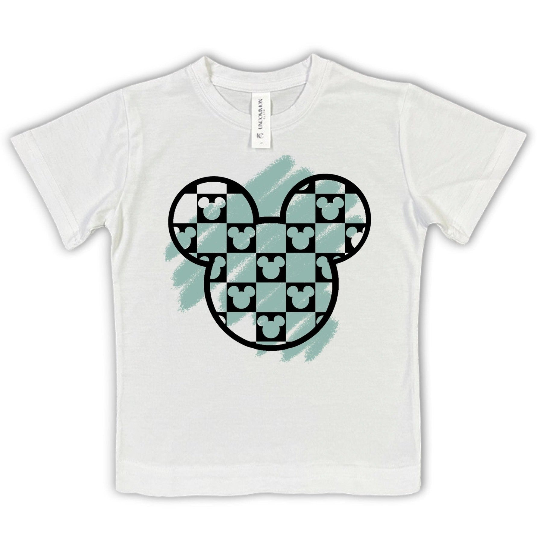 Monochrome Mickey Checkered Kids Tee, Disney Set, Disney Vacation Tee for kids, toddler & baby Disney Outfit, Boys Disney Set Outfit