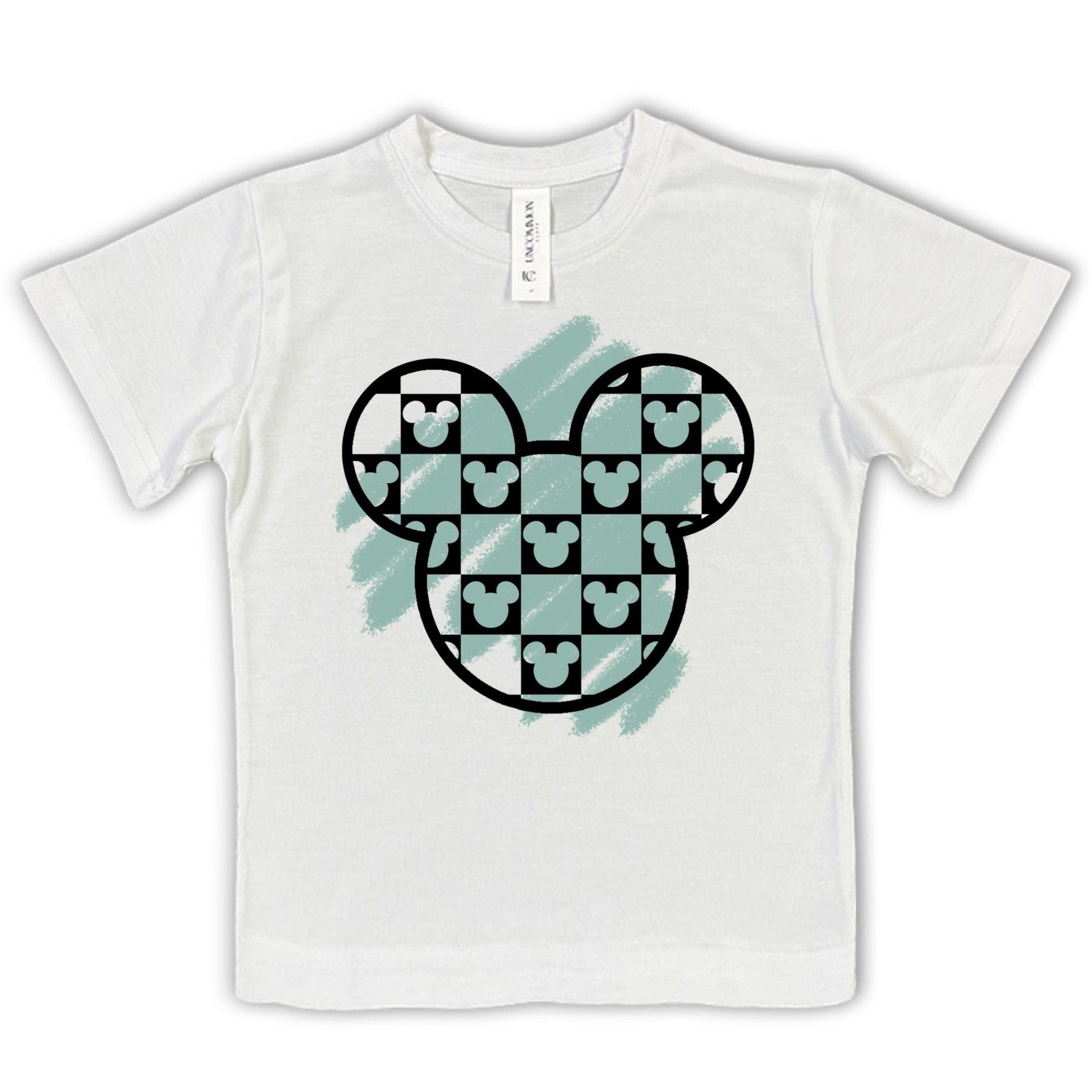 Monochrome Mickey Checkered Kids Tee, Disney Set, Disney Vacation Tee for kids, toddler & baby Disney Outfit, Boys Disney Set Outfit