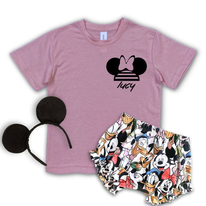 Custom Minnie Name T-shirt ,Girls Disney Set Shorts Tee,Disney Vacation Tee kids & baby Disney Outfit,Kids Mickey tshirt,Girls Disney Outfit