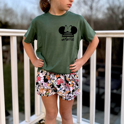 Custom Minnie Name T-shirt ,Girls Disney Set Shorts Tee,Disney Vacation Tee kids & baby Disney Outfit,Kids Mickey tshirt,Girls Disney Outfit