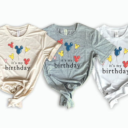 Disney Birthday t shirt, Mickey Family Tee, Kids Adult Birthday Balloon Disney Tee, Adult Disney Tee , Disney Vacation Family Trip Tees