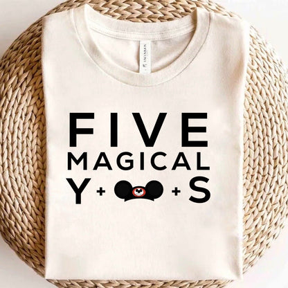 FIVE Magical Years Disney Birthday Set, Girls Disney Birthday Set,Girls Birthday Disney Outfit, Kids Disney Birthday Outfit, Disney Birthday