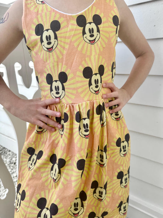 Girls Retro Sun Mickey Dress, Kids Disney Dress, Girls Disney Dress, Girls Magic Kingdom Outfit, Disney World Dress, Disney World Dress Kids