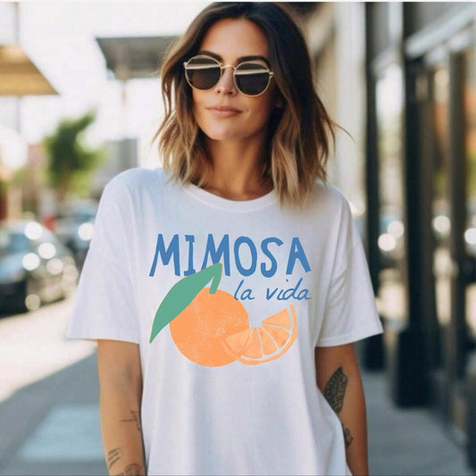 Mimosa La Vida t-shirt, Women’s Vacation T-Shirt, Vintage French Tshirt, Italian Tshirt, Mom life, Bridesmaid Gifts, Bachelorette party tees